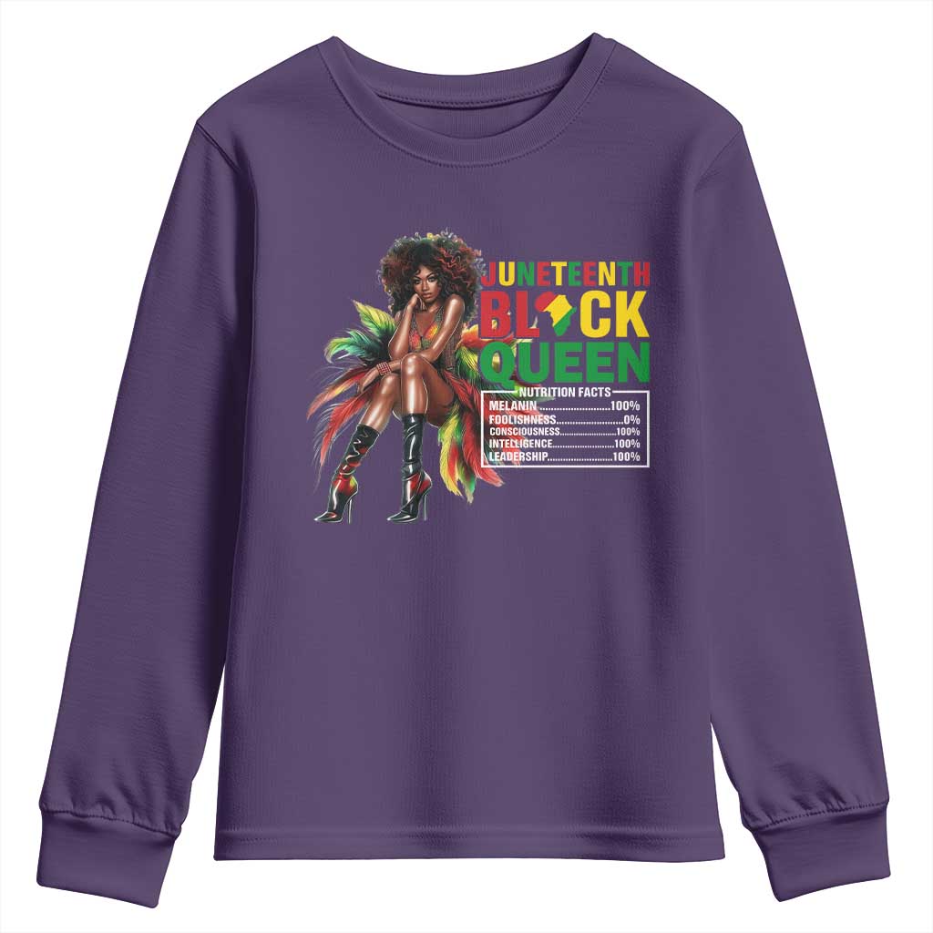 Juneteenth Youth Long Sleeve Shirt Black Queen Nutritional Facts African American