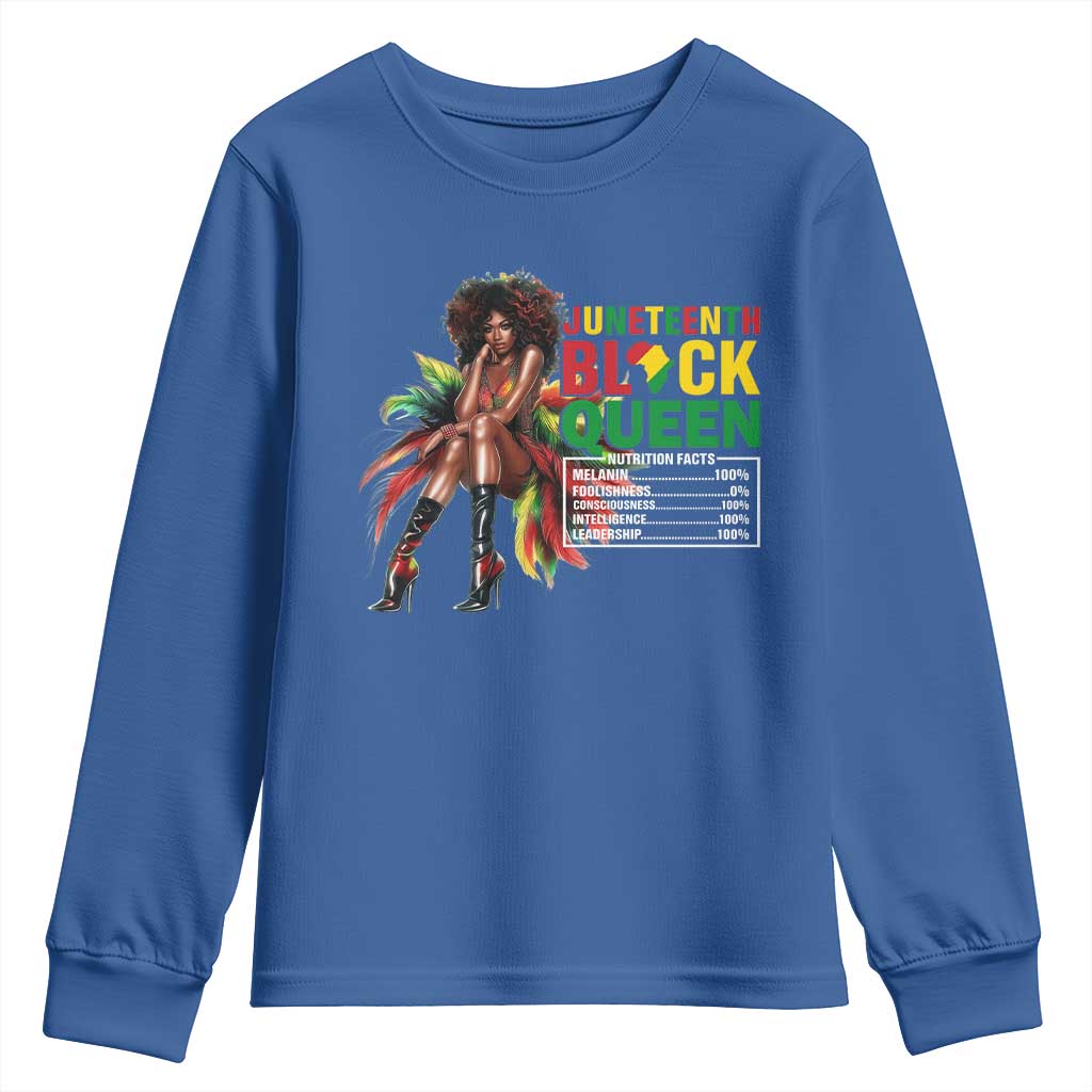 Juneteenth Youth Long Sleeve Shirt Black Queen Nutritional Facts African American