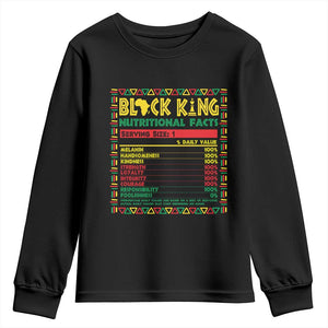 Juneteenth Youth Long Sleeve Shirt Black King Nutritional Facts African American