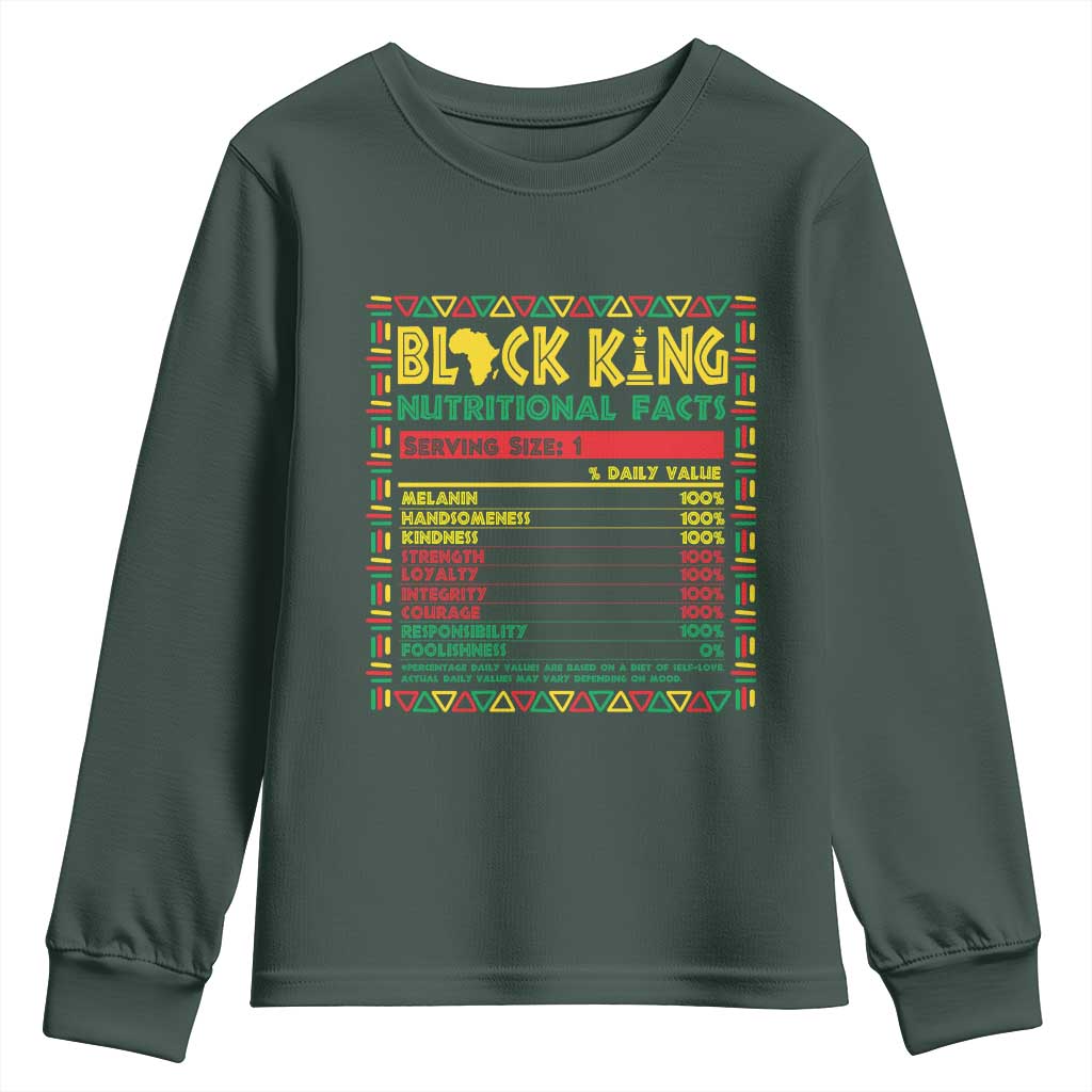 Juneteenth Youth Long Sleeve Shirt Black King Nutritional Facts African American