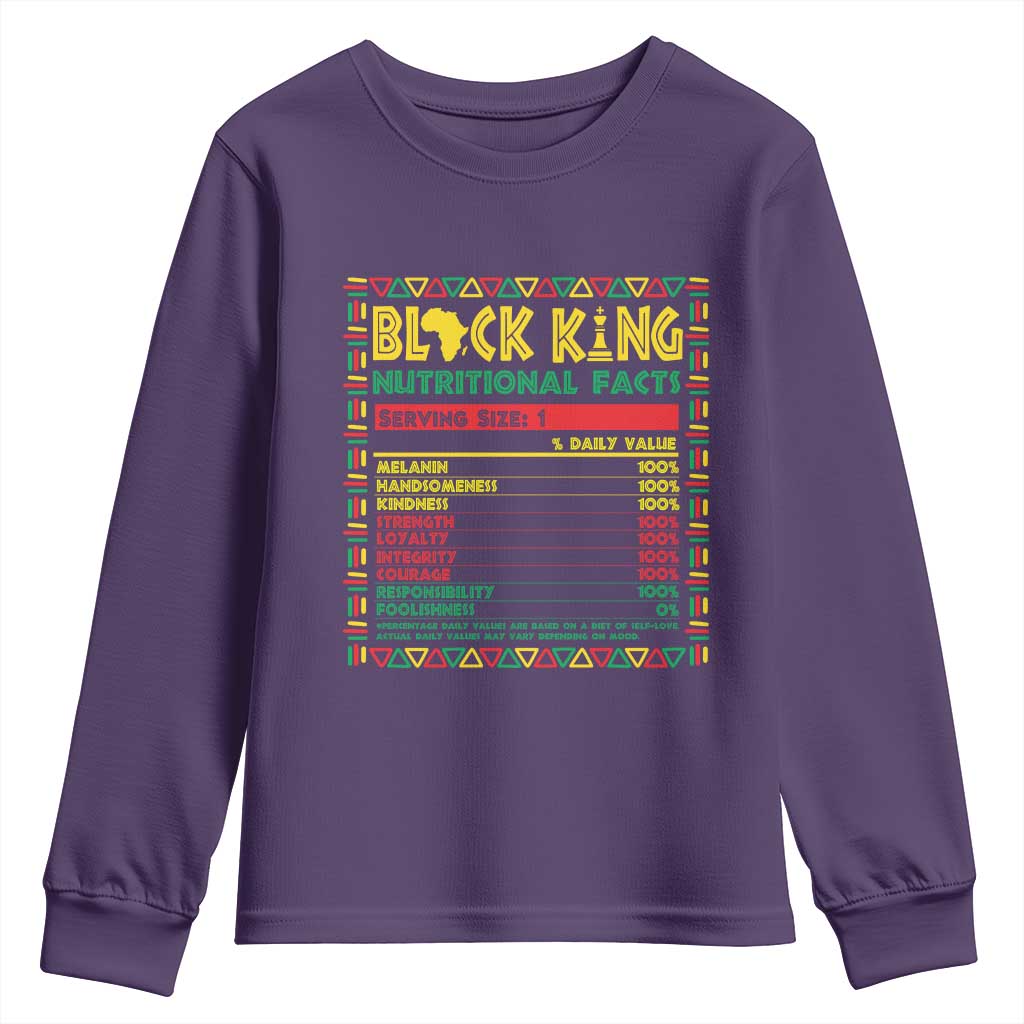 Juneteenth Youth Long Sleeve Shirt Black King Nutritional Facts African American