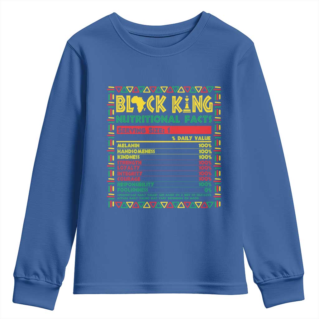 Juneteenth Youth Long Sleeve Shirt Black King Nutritional Facts African American