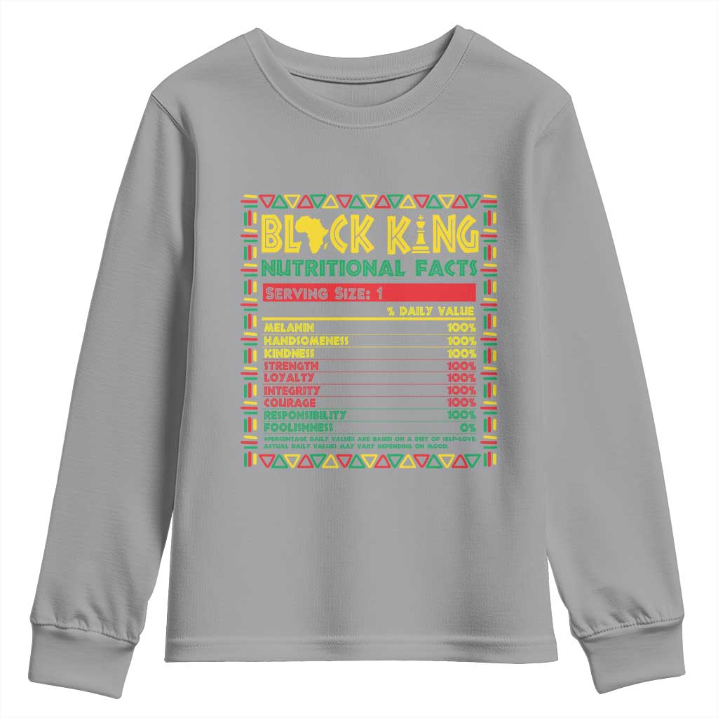Juneteenth Youth Long Sleeve Shirt Black King Nutritional Facts African American
