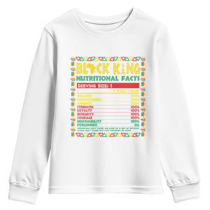 Juneteenth Youth Long Sleeve Shirt Black King Nutritional Facts African American