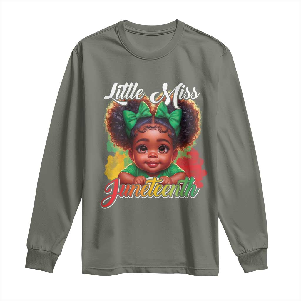 Juneteenth 1865 Long Sleeve Shirt Little Miss Cute Melanin Black Girls Kids