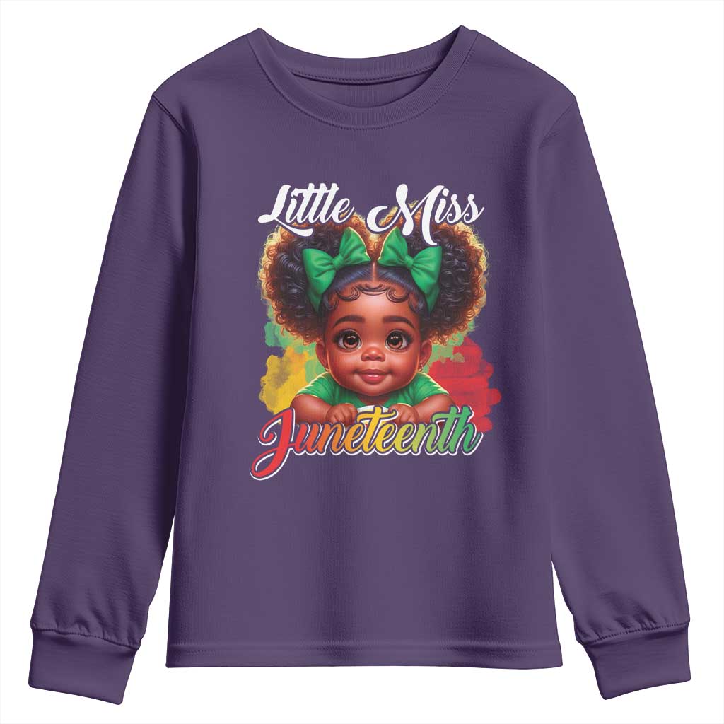 Juneteenth 1865 Youth Long Sleeve Shirt Little Miss Cute Melanin Black Girls Kids