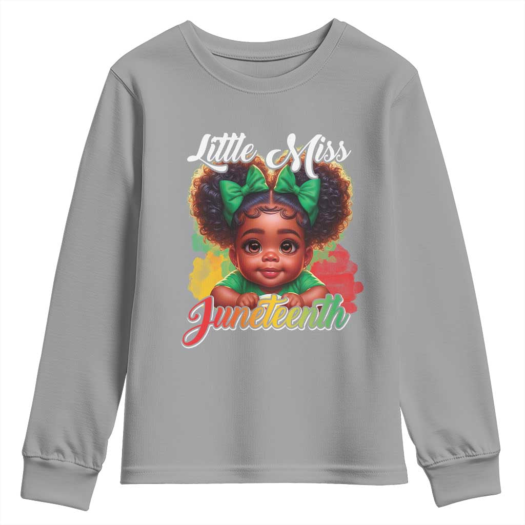 Juneteenth 1865 Youth Long Sleeve Shirt Little Miss Cute Melanin Black Girls Kids