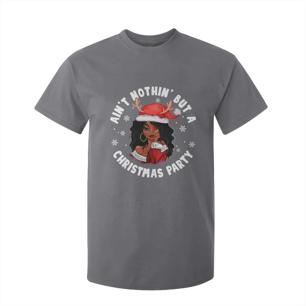 African American Christmas T Shirt For Kid Santa Ain't Nothin' But A Christmas Party