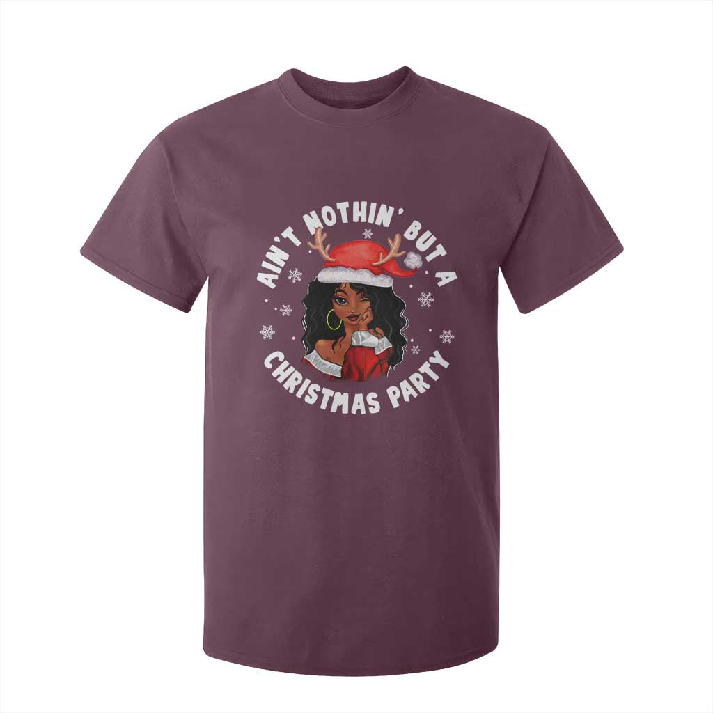 African American Christmas T Shirt For Kid Santa Ain't Nothin' But A Christmas Party
