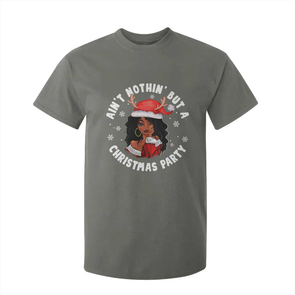 African American Christmas T Shirt For Kid Santa Ain't Nothin' But A Christmas Party