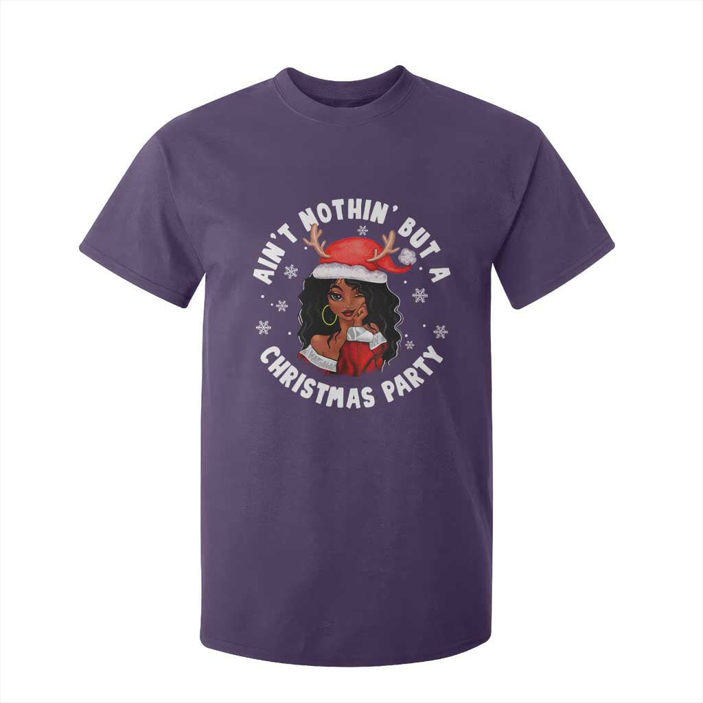 African American Christmas T Shirt For Kid Santa Ain't Nothin' But A Christmas Party