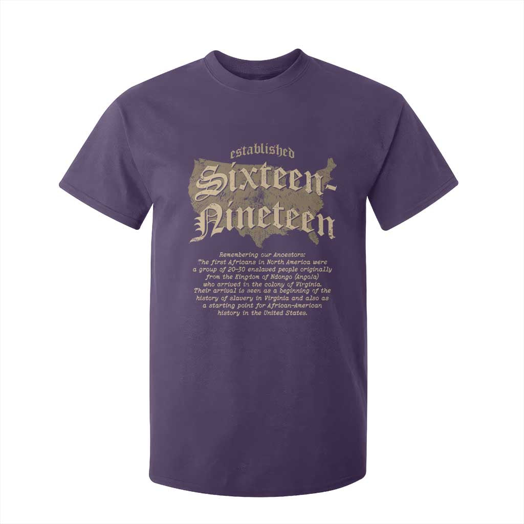Black History T Shirt For Kid 1619 Sixteen-Nineteen Established