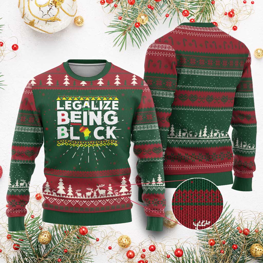 Black Pride Ugly Christmas Sweater Legalize Being Black History
