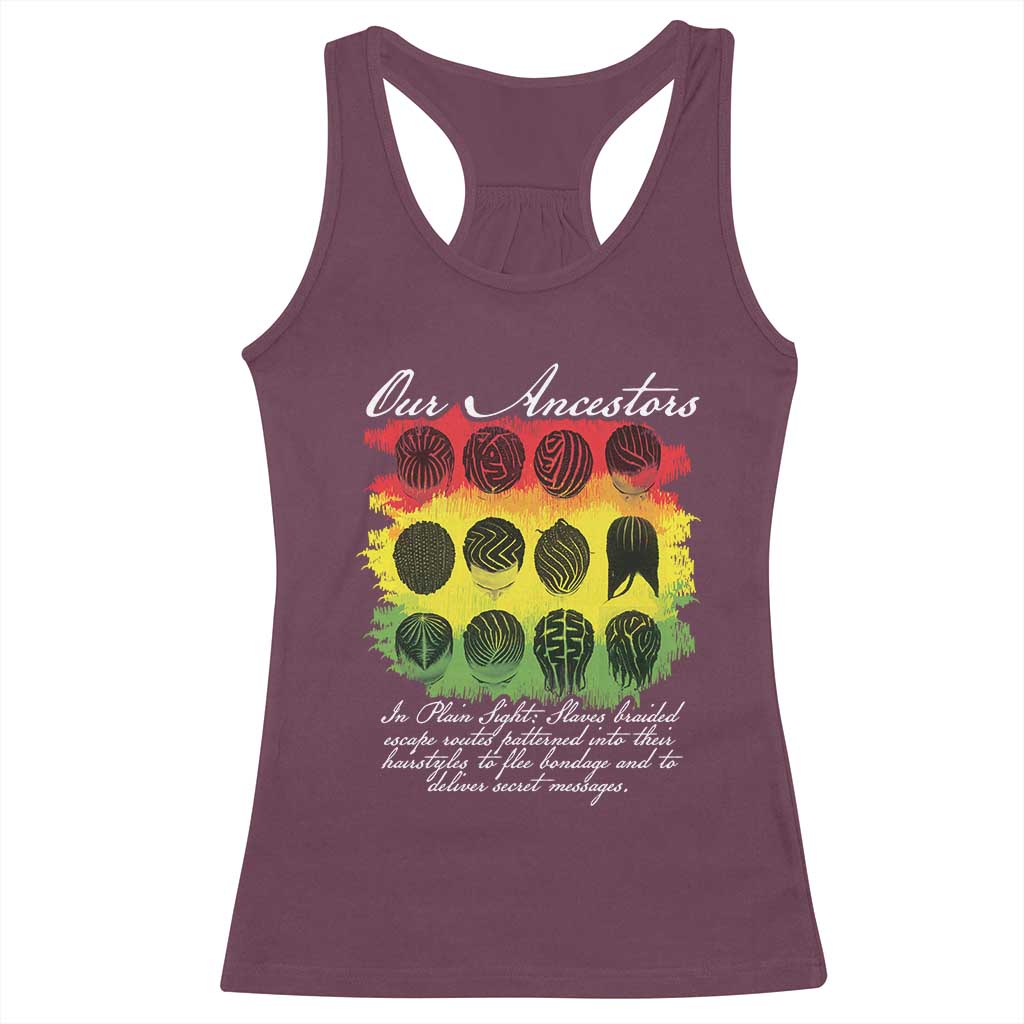 Black History Racerback Tank Top Our Ancestors Escape Routes Braids