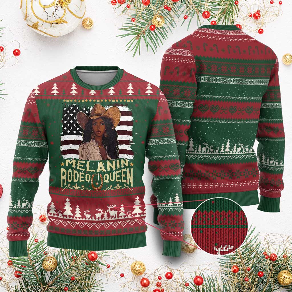 Black Cowgirl Ugly Christmas Sweater Melanin Rodeo Queen
