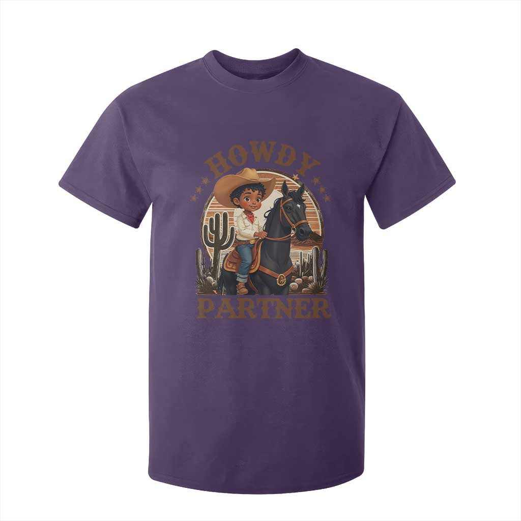 Black Cowboy T Shirt For Kid Howdy Partner Black History Month