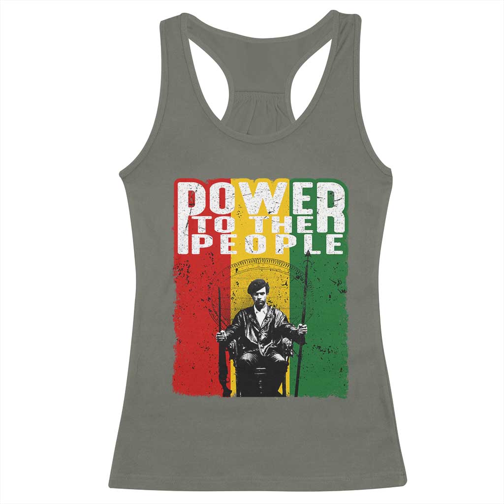 Black Panther Party Huey P. Newton Racerback Tank Top Power To The People