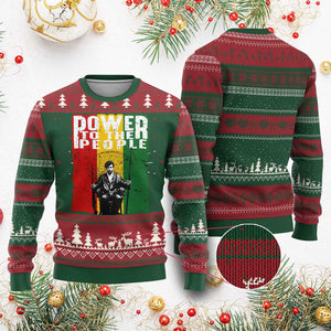 Black Panther Party Huey P. Newton Ugly Christmas Sweater Power To The People