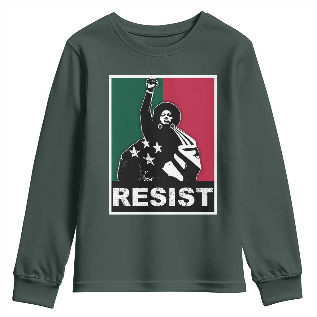 Resist Angela Davis Youth Sweatshirt Black Panther Party History Civil Rights