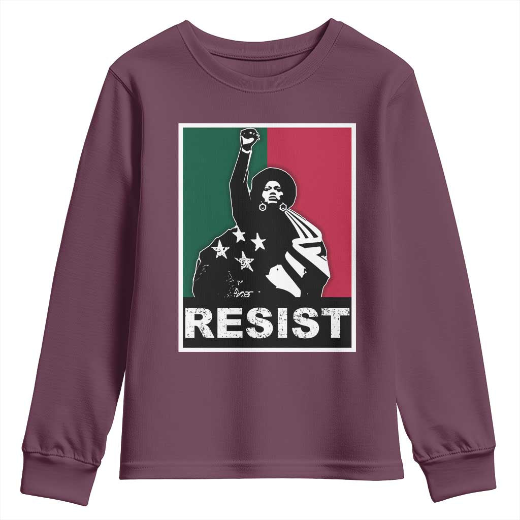 Resist Angela Davis Youth Sweatshirt Black Panther Party History Civil Rights