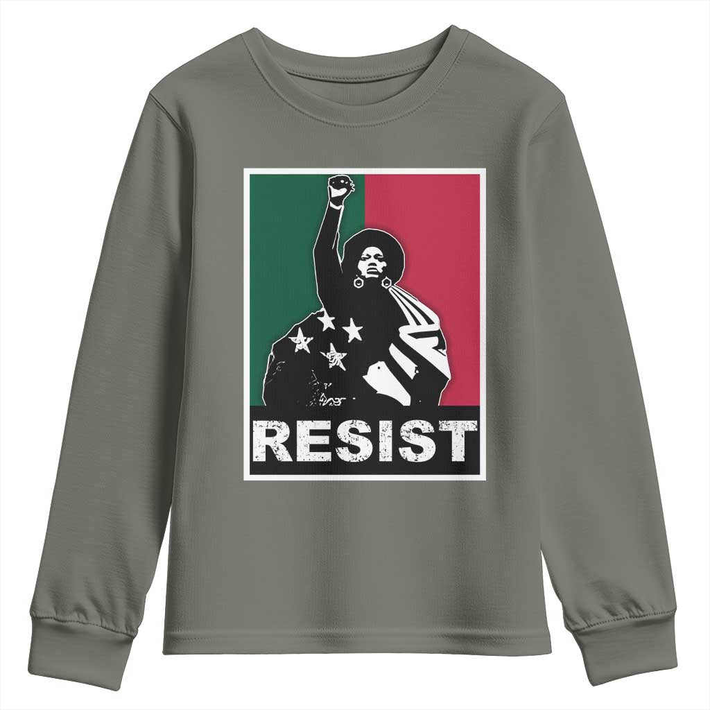 Resist Angela Davis Youth Sweatshirt Black Panther Party History Civil Rights