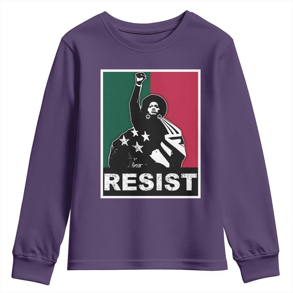Resist Angela Davis Youth Sweatshirt Black Panther Party History Civil Rights