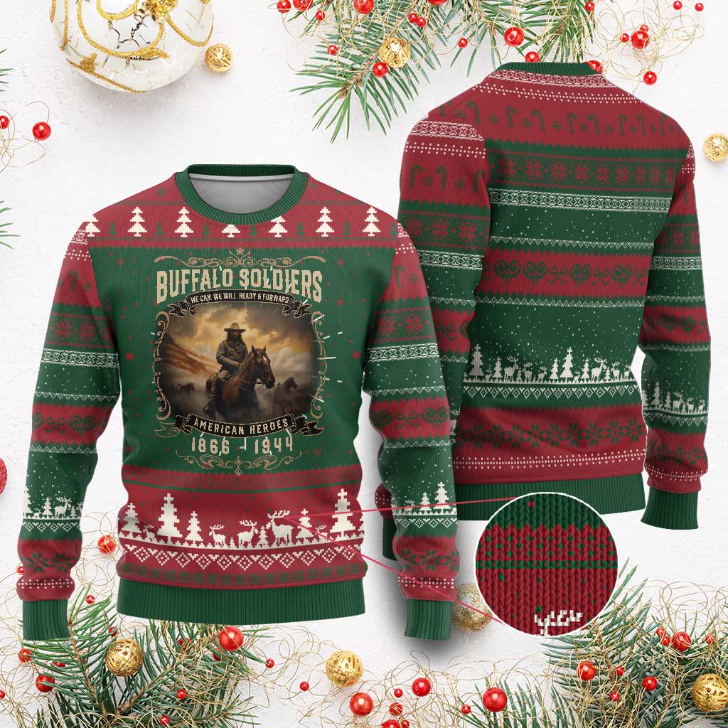 Buffalo Soldiers Ugly Christmas Sweater American Heros Cavalry Black History