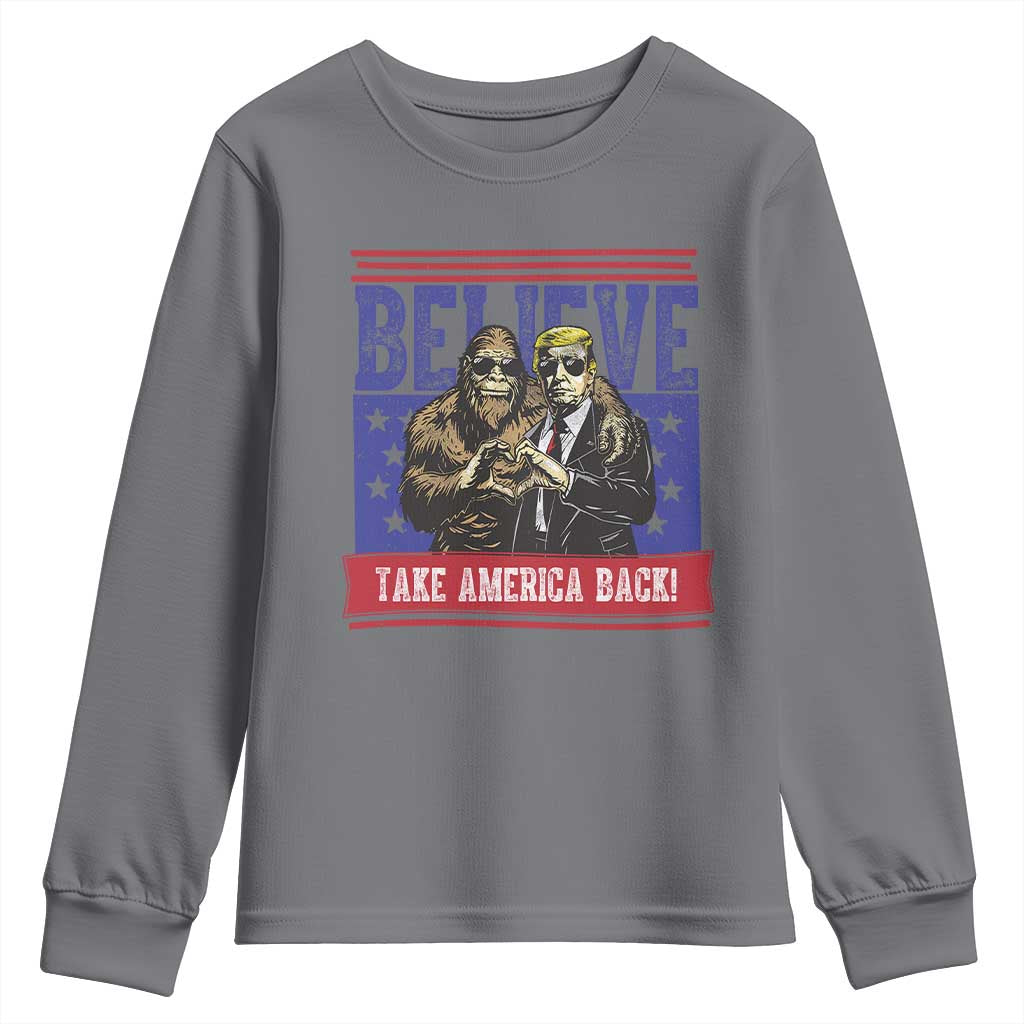 Funny Believe Bigfoot Trump Youth Sweatshirt Take America Back