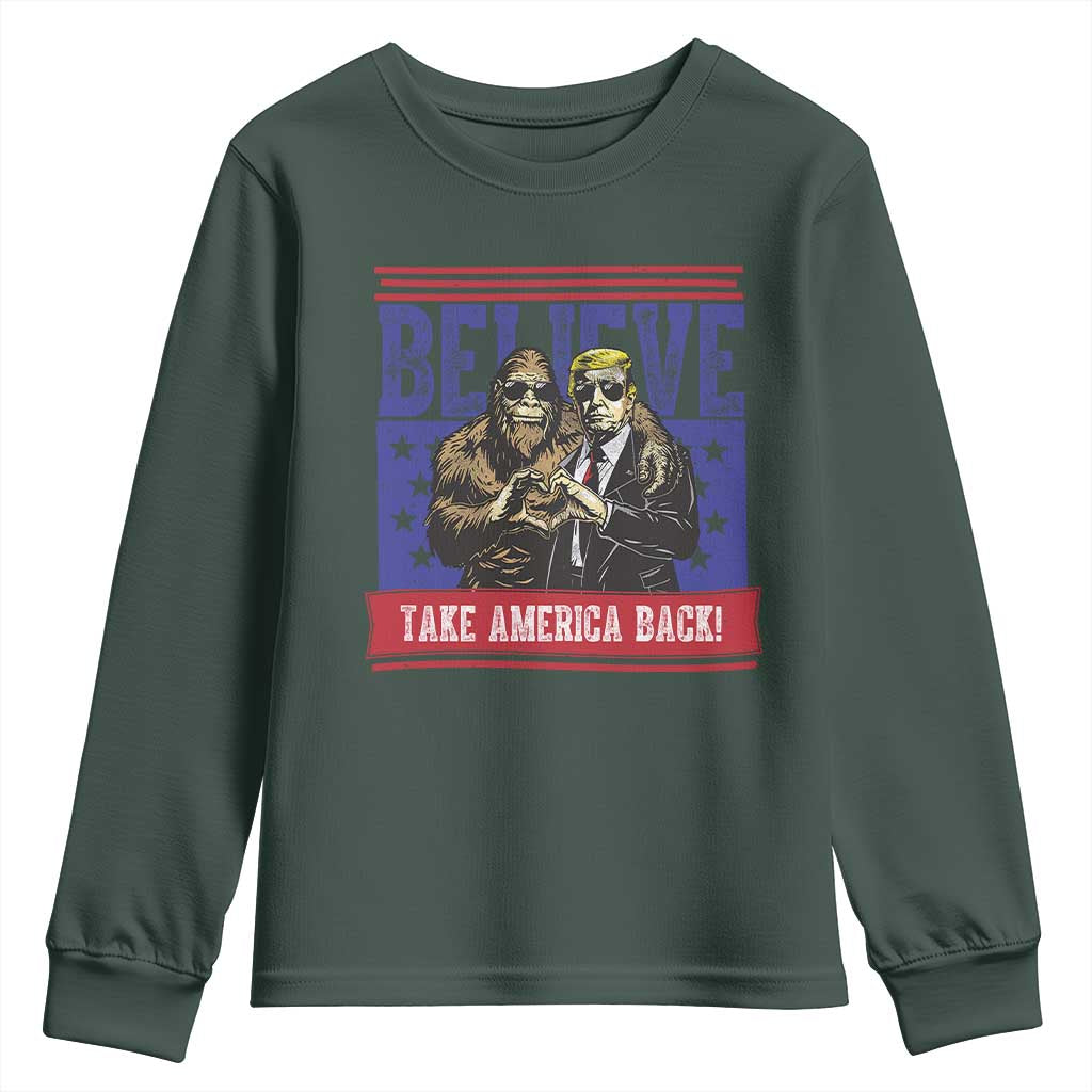Funny Believe Bigfoot Trump Youth Sweatshirt Take America Back