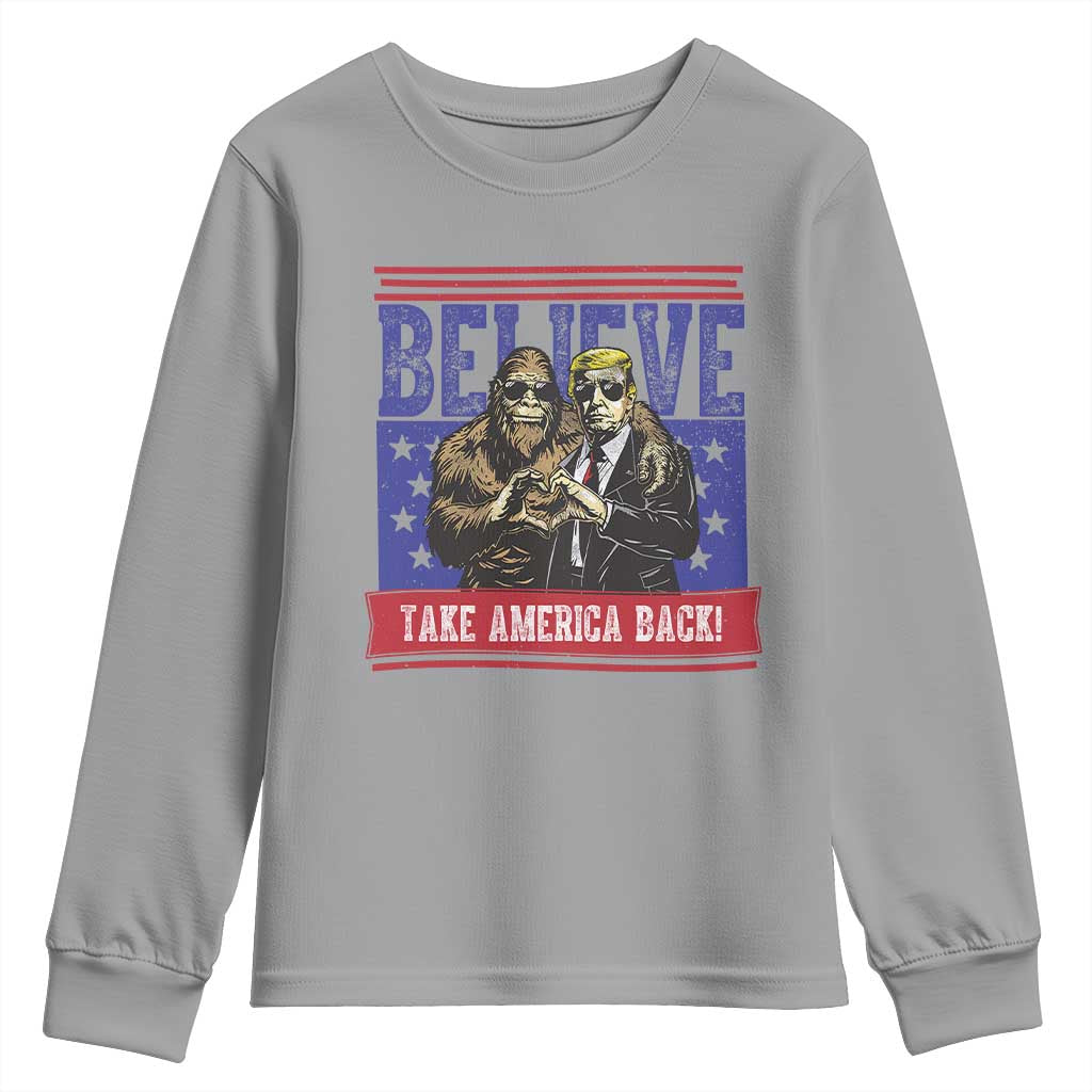 Funny Believe Bigfoot Trump Youth Sweatshirt Take America Back