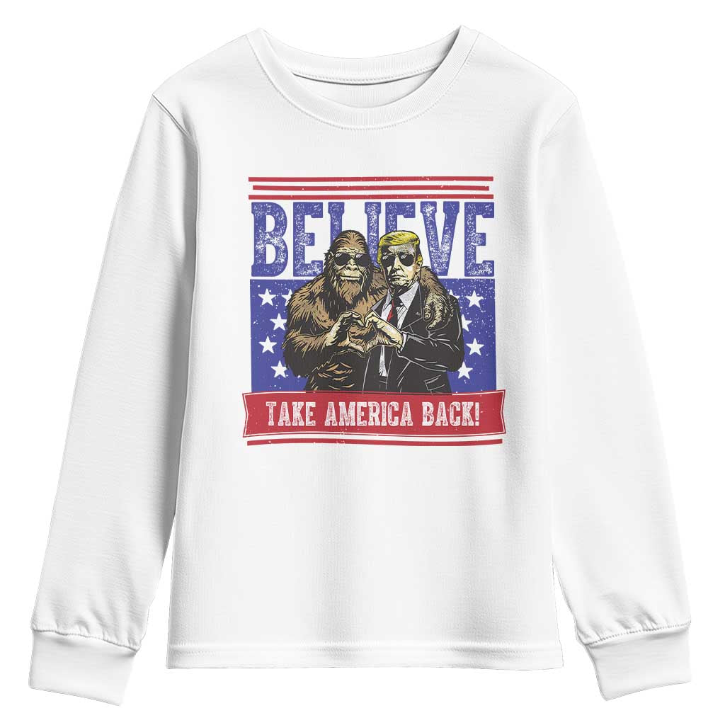 Funny Believe Bigfoot Trump Youth Sweatshirt Take America Back