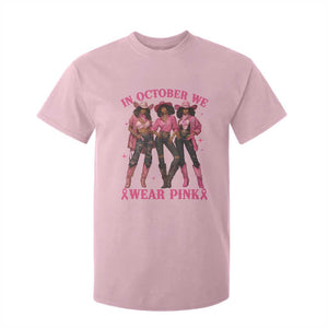 In October We Wear Pink T Shirt For Kid Breast Cancer Awareness Month Black Cowgirl Pink Ribbon - African Pride
