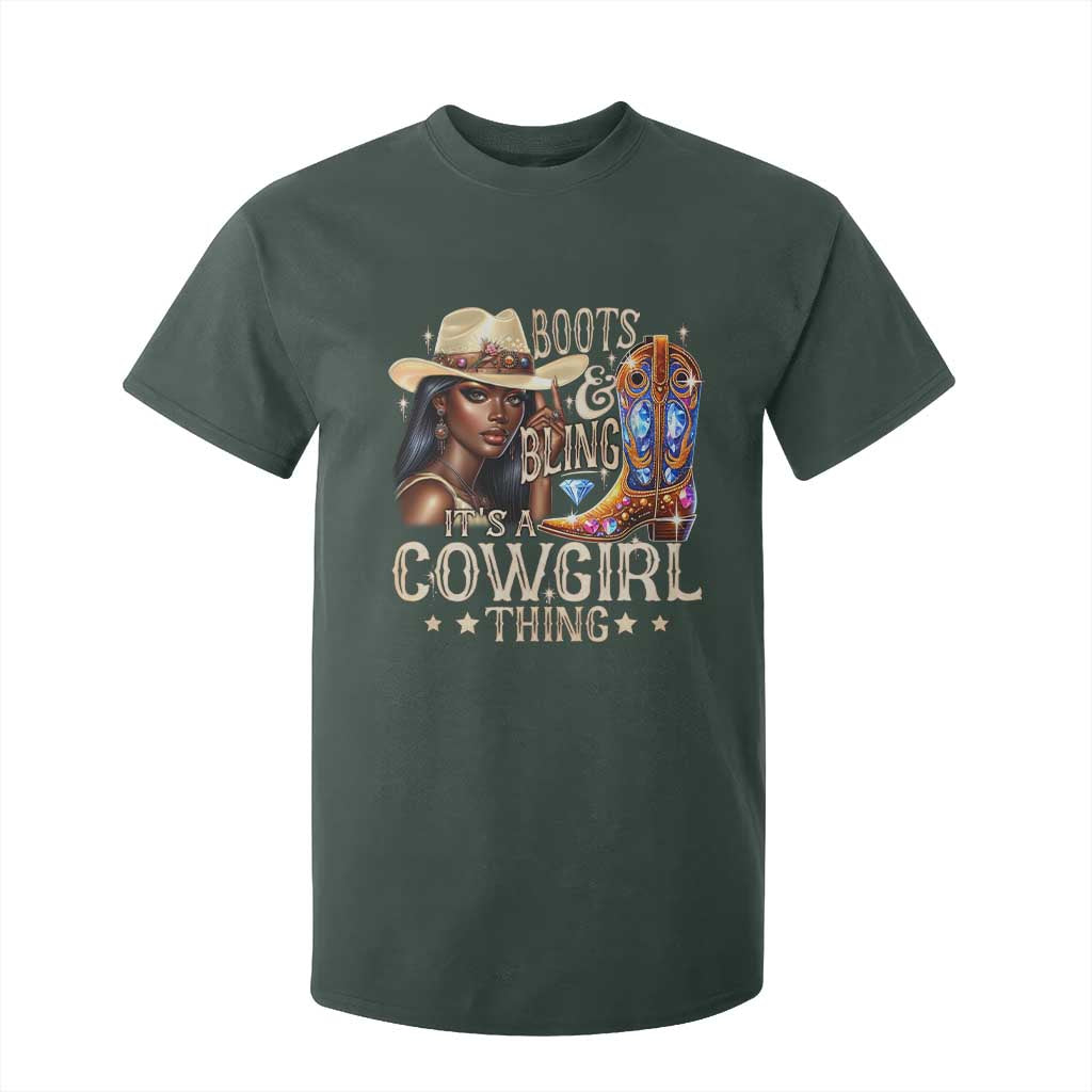 Cowgirl T Shirt For Kid Boots & Bling Its A Cowgirl Thing Melanin Rodeo