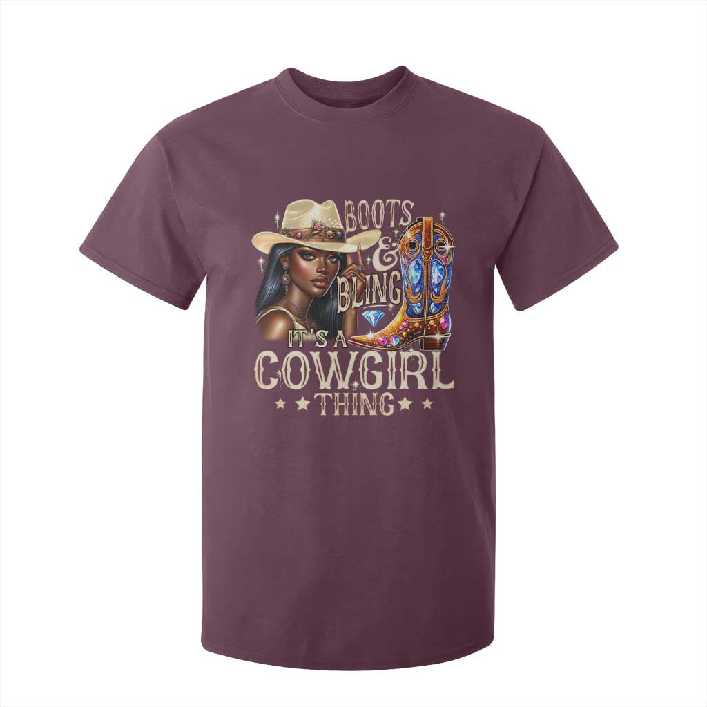 Cowgirl T Shirt For Kid Boots & Bling Its A Cowgirl Thing Melanin Rodeo