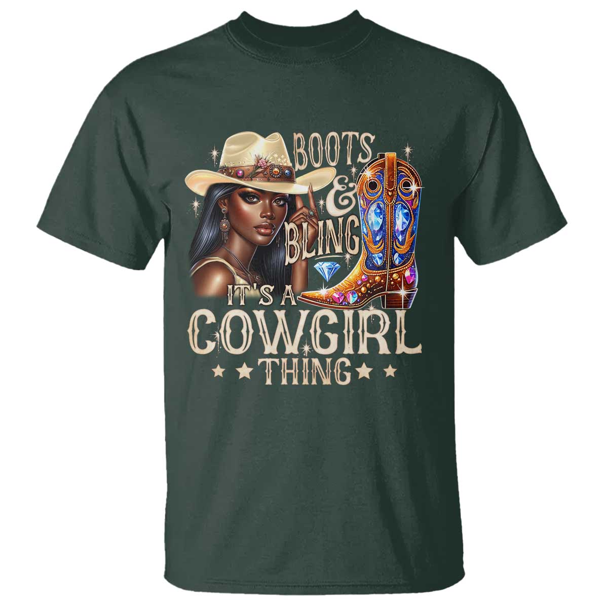 Cowgirl T Shirt Boots & Bling Its A Cowgirl Thing Melanin Rodeo
