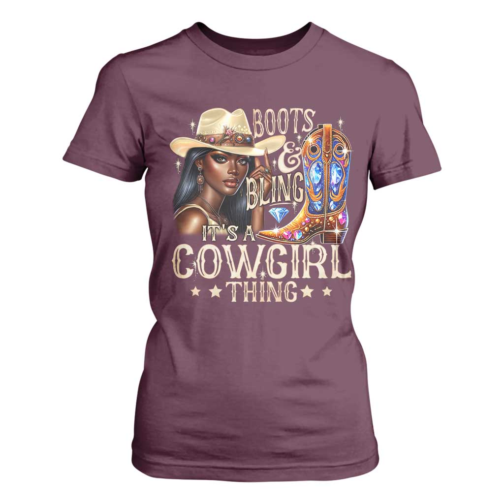 Cowgirl T Shirt For Women Boots & Bling Its A Cowgirl Thing Melanin Rodeo