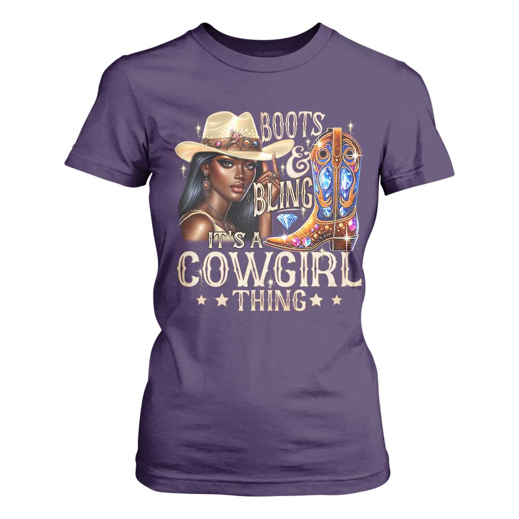 Cowgirl T Shirt For Women Boots & Bling Its A Cowgirl Thing Melanin Rodeo