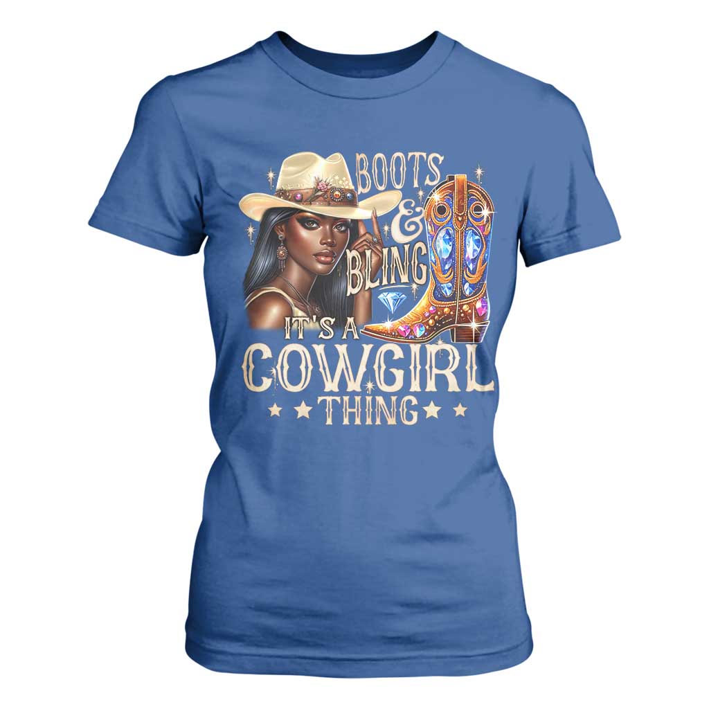 Cowgirl T Shirt For Women Boots & Bling Its A Cowgirl Thing Melanin Rodeo