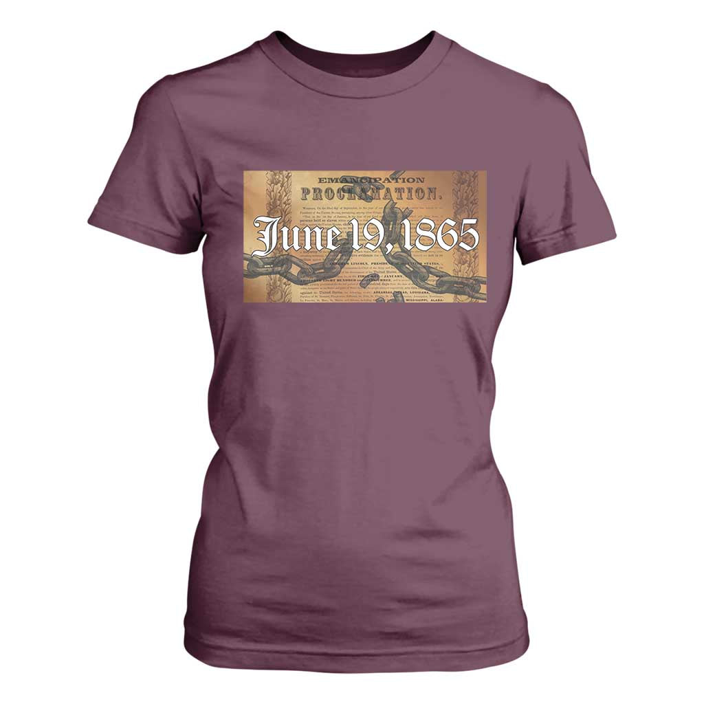 Juneteenth Emancipation Proclamation End of Slavery T Shirt For Women Black Freedom History