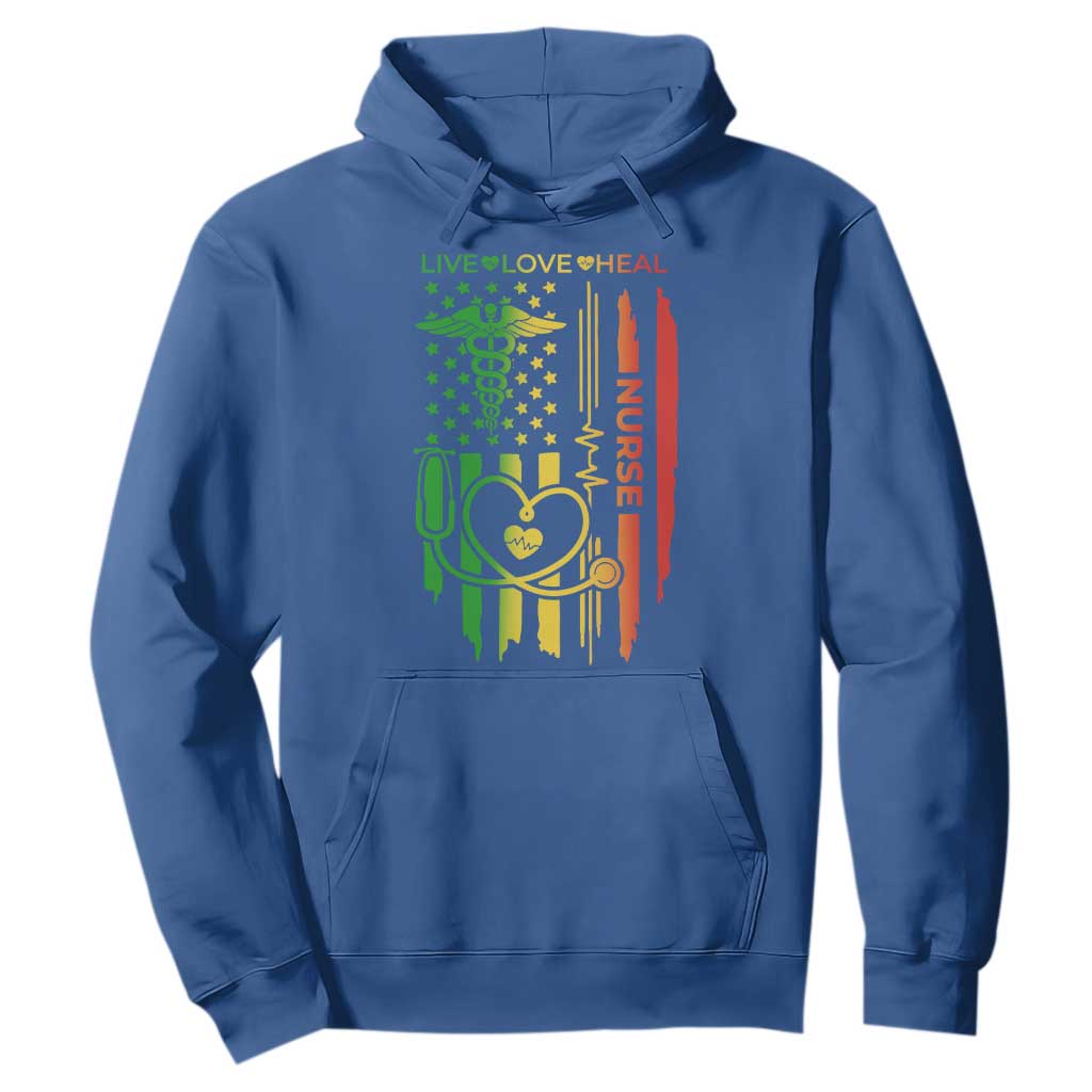 Black Nurse Hoodie American Flag Proud Afro African Women Melanin Pride
