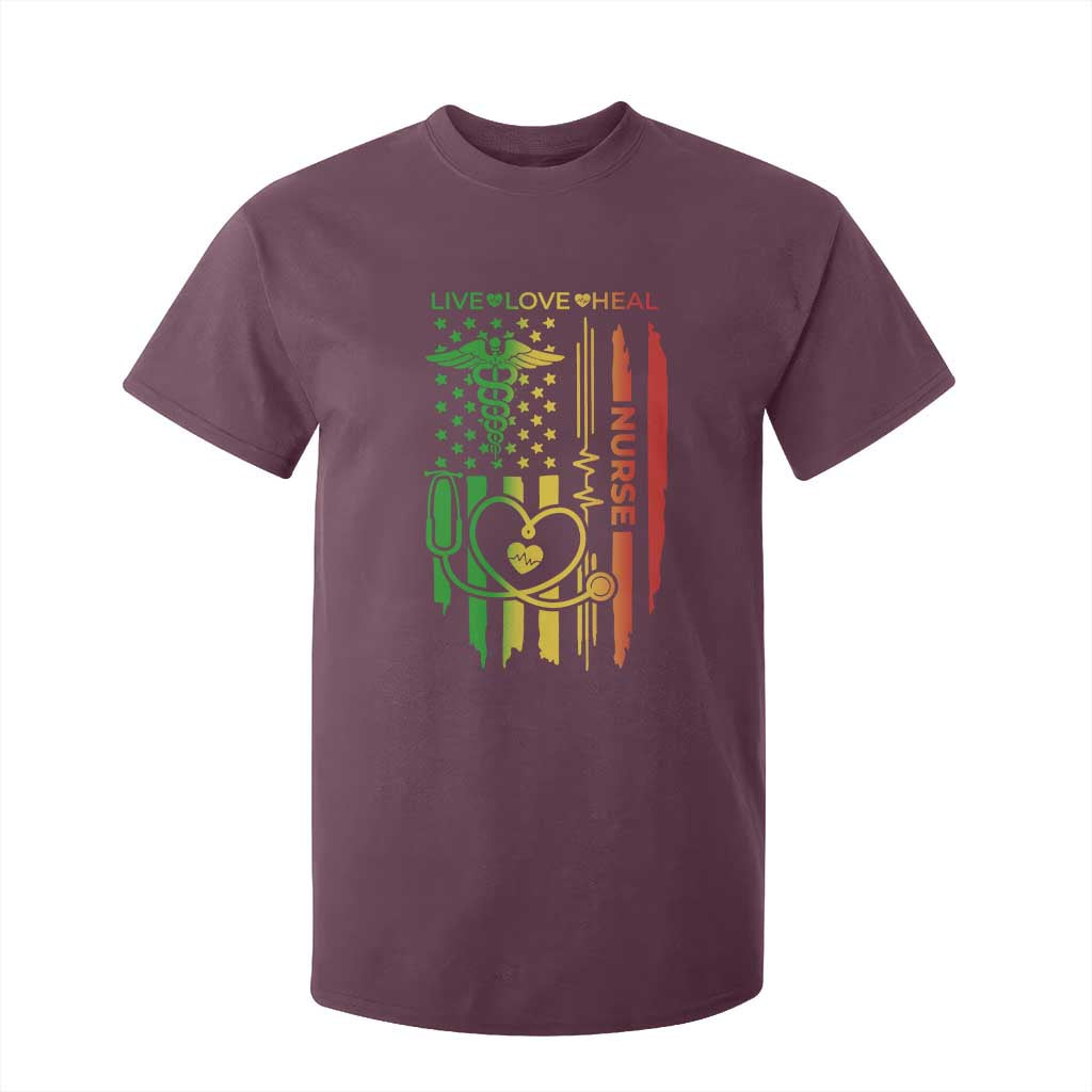 Black Nurse T Shirt For Kid American Flag Proud Afro African Women Melanin Pride