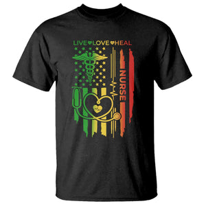 Black Nurse T Shirt American Flag Proud Afro African Women Melanin Pride