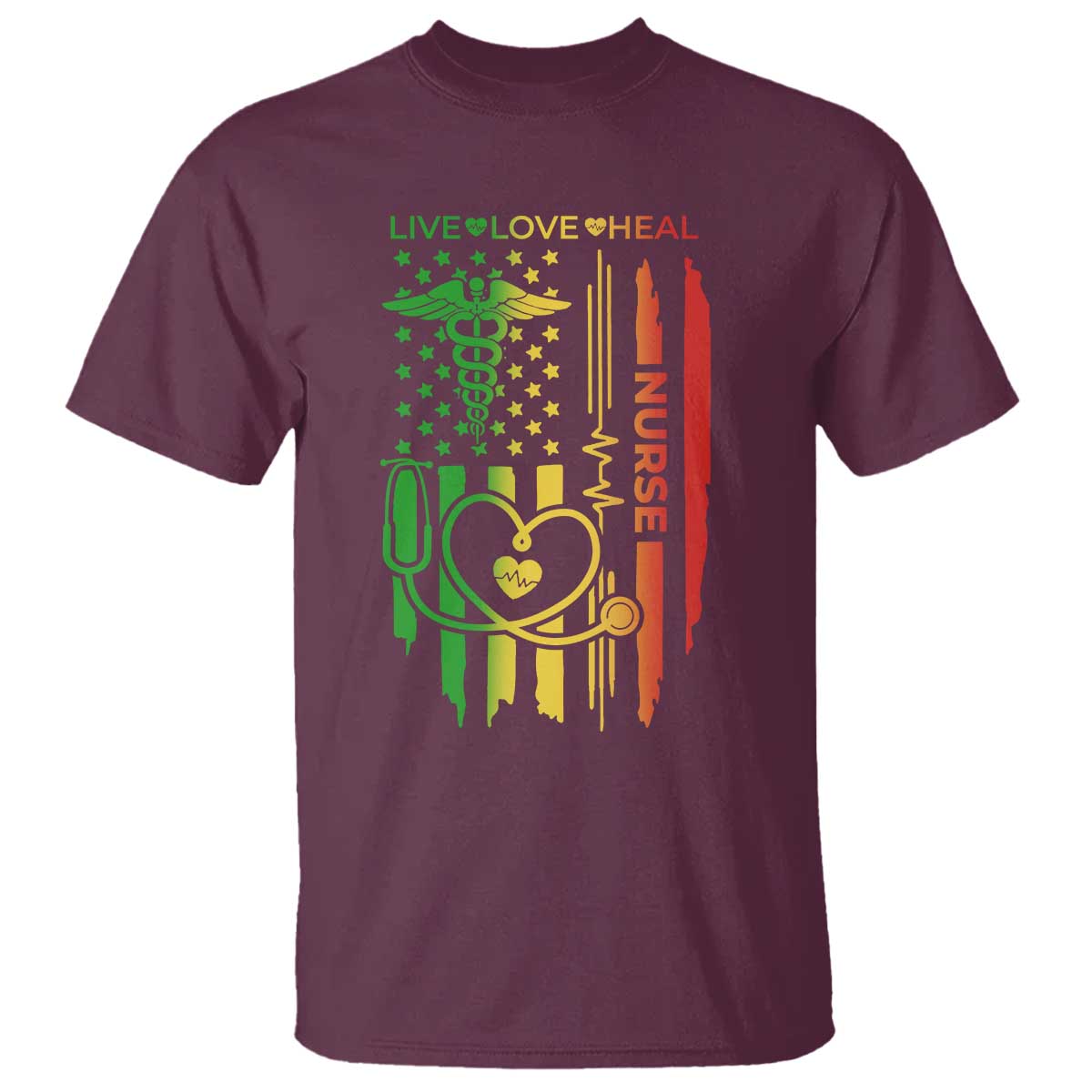 Black Nurse T Shirt American Flag Proud Afro African Women Melanin Pride