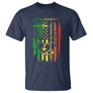 Black Nurse T Shirt American Flag Proud Afro African Women Melanin Pride