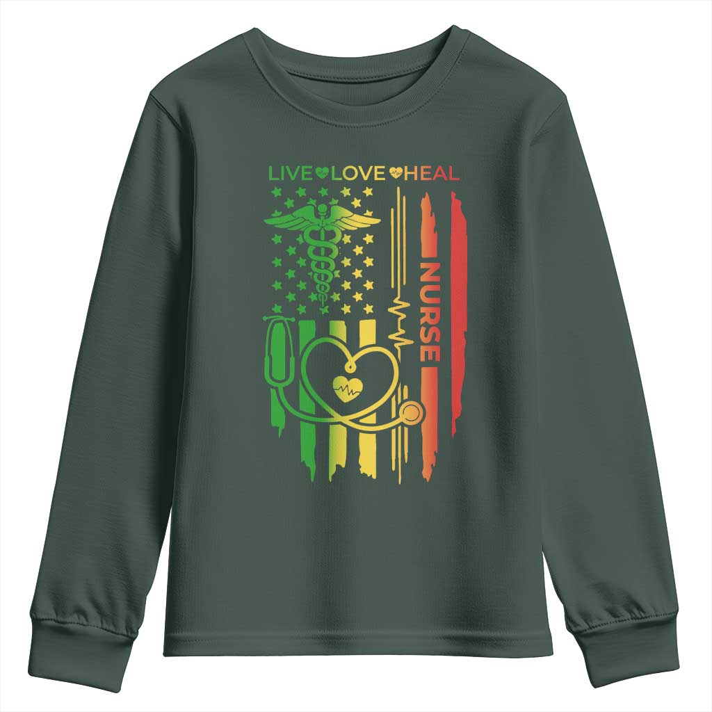 Black Nurse Youth Sweatshirt American Flag Proud Afro African Women Melanin Pride
