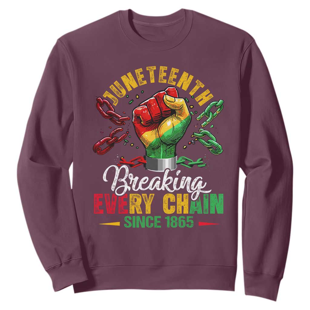 Breaking Every Chain Since 1865 Juneteenth Sweatshirt Celebrating Black Freedom
