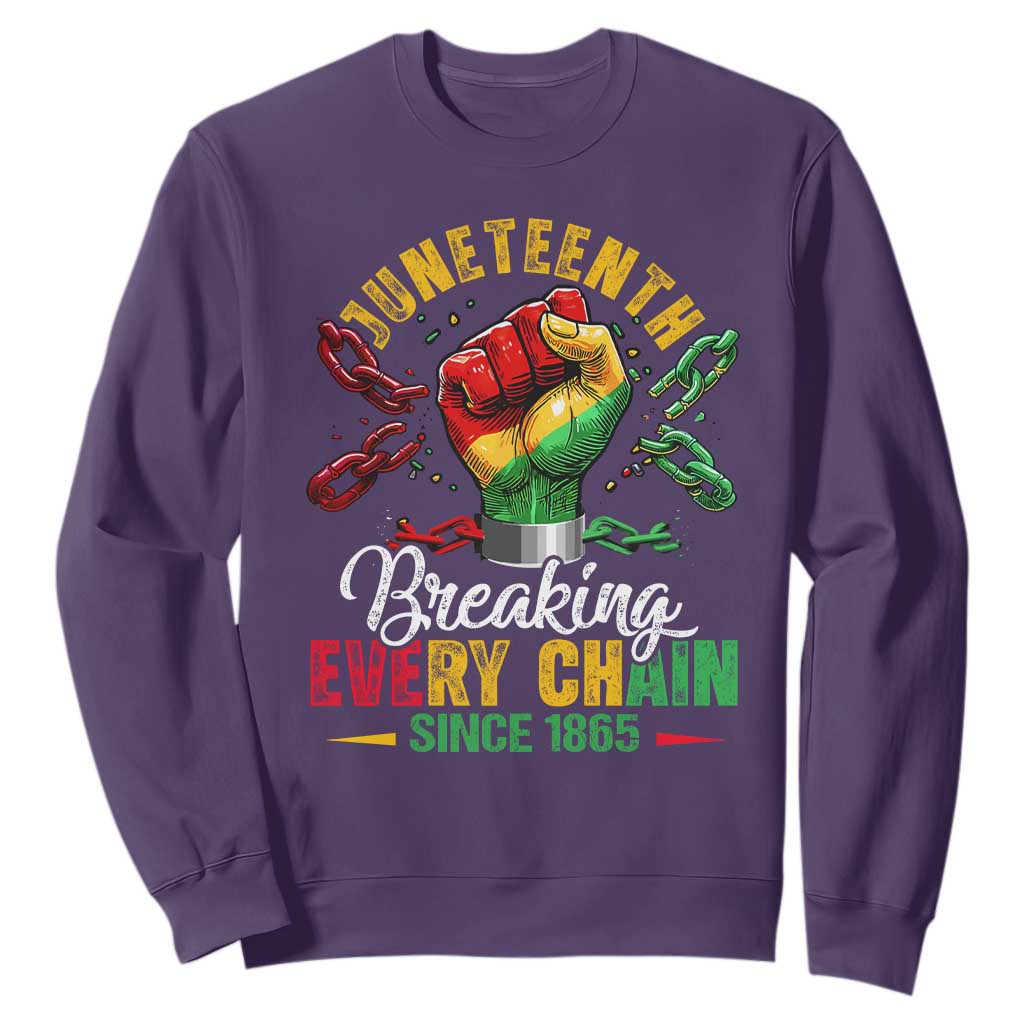 Breaking Every Chain Since 1865 Juneteenth Sweatshirt Celebrating Black Freedom