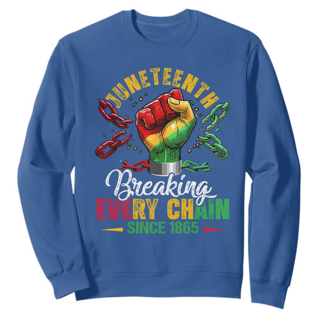 Breaking Every Chain Since 1865 Juneteenth Sweatshirt Celebrating Black Freedom