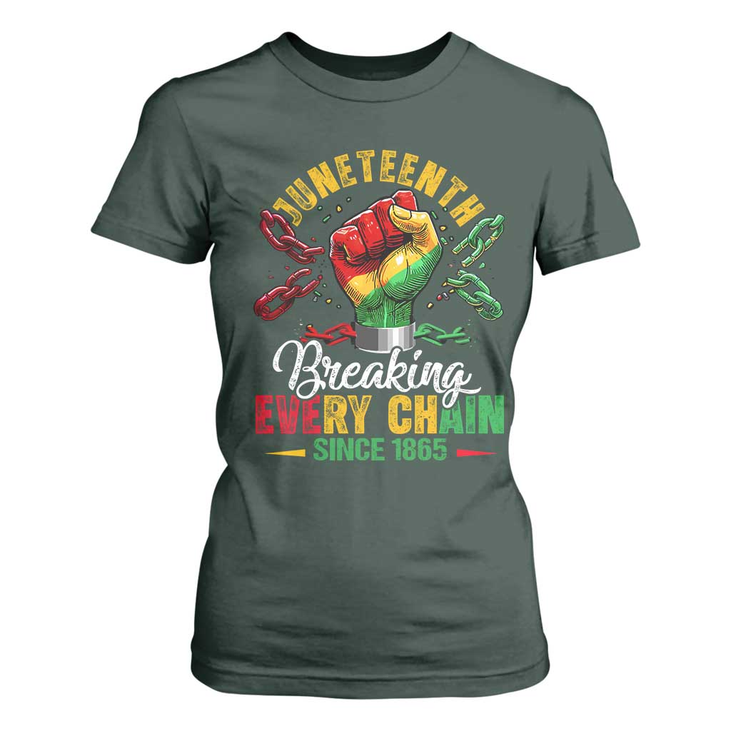 Breaking Every Chain Since 1865 Juneteenth T Shirt For Women Celebrating Black Freedom