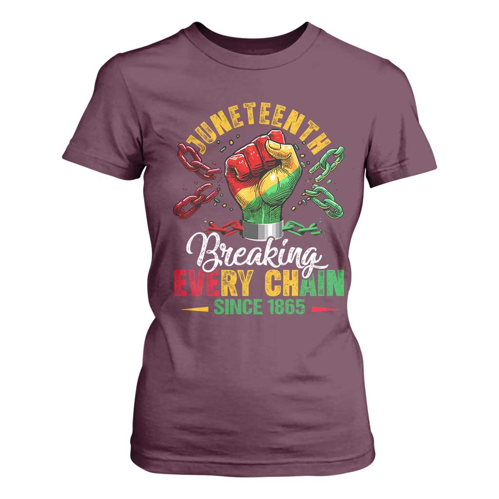Breaking Every Chain Since 1865 Juneteenth T Shirt For Women Celebrating Black Freedom